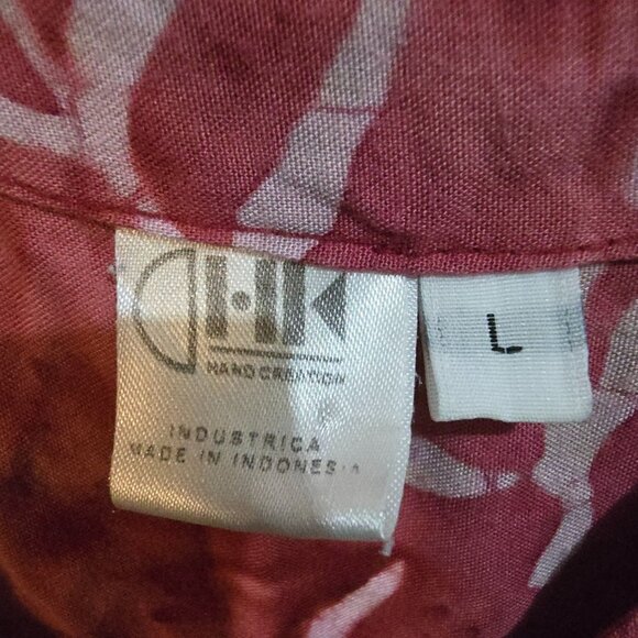 Handmade DIH Batik Sleeveless Tunic Dress With Leaf Pattern - Large Size Made In - Picture 2 of 6